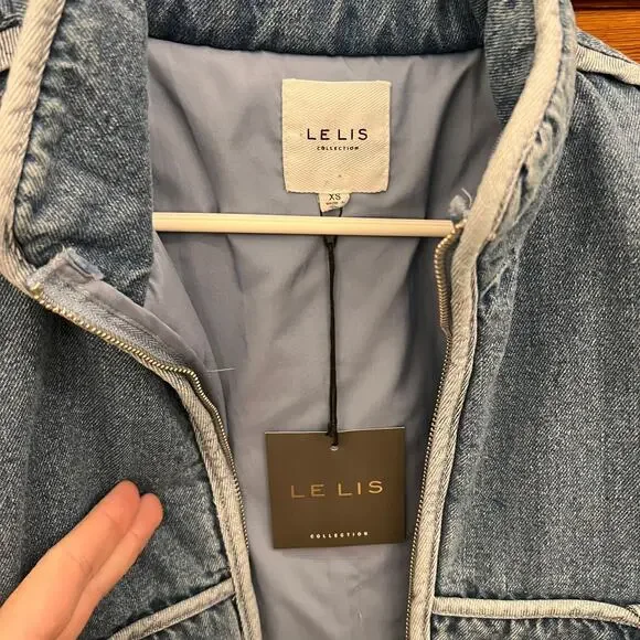 Le Lis Binding Denim Jacket sz XS Blue NEW WITH TAGS $98 Womens - Picture 5 of 10